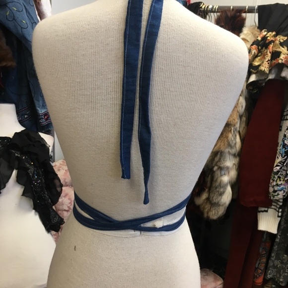 Blue denim backless top - Picture 2 of 7